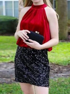 Women's Skirt Work Skirts Mini Silver Black Gold Skirts All Seasons Sequins Fashion Sparkle Sparkle & Shine Xmas Party Christmas S M L -Xmas Cothing Store rsddbk1666405677120