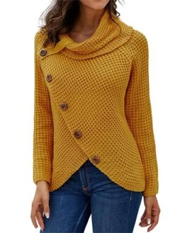 Women's Ugly Christmas Sweater Pullover Sweater Jumper Christmas Sweaters Crew Neck Waffle Knit Acrylic Button Knitted Fall Winter Regular Outdoor Christmas Daily Fashion Casual Soft Long Sleeve -Xmas Cothing Store rughbk1697785133996