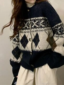 Women's Ugly Christmas Sweater Cardigan Sweater Jacket Crew Neck Cable Knit Polyester Button Knitted Print Fall Winter Regular Outdoor Christmas Daily Stylish Casual Soft Long Sleeve Print Navy Blue 37 Women's Ugly Christmas Sweater Cardigan Sweater Jacket Crew Neck Cable Knit Polyester Button Knitted Print Fall Winter Regular Outdoor Christmas Daily Stylish Casual Soft Long Sleeve Print Navy Blue -Xmas Cothing Store rvebqt1697626898790