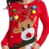 Women's Ugly Christmas Sweater Pullover Sweater Jumper Crew Neck Ribbed Knit Acrylic Knitted Fall Winter Outdoor Xmas Daily Stylish Casual Soft Long Sleeve Animal Elk Red S M L -Xmas Cothing Store rvhgab1667811444884