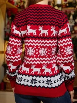 Women's Ugly Christmas Sweater Pullover Sweater Jumper Crew Neck Crochet Knit Polyester Knitted Fall Winter Outdoor Xmas Daily Stylish Casual Soft Long Sleeve Snowflake White Red S M L -Xmas Cothing Store rwfrhl1662360936515