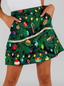 Women's Christmas Skirts Mini Polyester Red Green Skirts All Seasons Fashion Party Christmas M L XL -Xmas Cothing Store rwuddx1694742858442