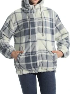 Women's Fleece Sherpa Jacket Christmas Xmas Teddy Bear Coat Windproof Warm Winter Coat Comtemporary Stylish Plush Jacket Long Sleeve Elk -Xmas Cothing Store rympqt1695639928324