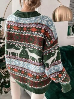 Women's Ugly Christmas Sweater Pullover Sweater Jumper Crew Neck Ribbed Knit Polyester Oversized Fall Winter Regular Outdoor Xmas Daily Stylish Casual Soft Long Sleeve Geometric Elk Snowflake -Xmas Cothing Store sbxfle1695111143403