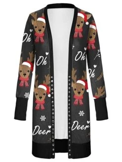 Women's Ugly Christmas Sweater Cardigan Sweater Jacket V Neck Ribbed Knit Polyester Button Knitted Print Fall Winter Long Outdoor Christmas Daily Fashion Casual Soft Long Sleeve Plaid Elk Christmas -Xmas Cothing Store sbzeev1697290881563