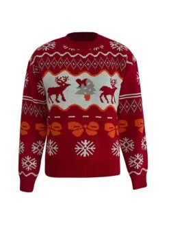 Women's Ugly Christmas Sweater Pullover Sweater Jumper Crew Neck Ribbed Knit Polyester Patchwork Fall Winter Regular Outdoor Christmas Daily Stylish Casual Soft Long Sleeve Elk Snowflake Red Green S -Xmas Cothing Store sdydrj1697103890004