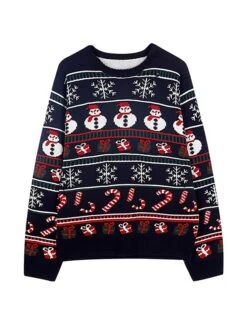 Women's Ugly Christmas Sweater Pullover Sweater Jumper Crew Neck Ribbed Knit Knit Patchwork Fall Winter Regular Outdoor Xmas Daily Stylish Casual Soft Long Sleeve Heart Letter Santa Claus Black -Xmas Cothing Store sggvrc1695115496296