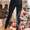 Women's Fleece Pants Leggings Thermal Underwear Fleece Lined Blue Red Black Casual / Sporty Christmas Xmas Weekend Yoga Print High Elasticity Ankle-Length Thermal Warm Butterfly S M L XL XXL -Xmas Cothing Store sglkby1666070805775