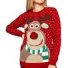 Women's Pullover Crew Neck Knit Polyester Knitted Fall Winter Xmas Christmas Long Sleeve Animal Polka Dot Color Block Black Red S M L -Xmas Cothing Store sgsroh1605285045073