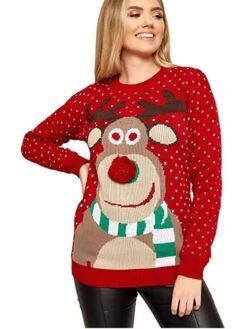 Women's Pullover Crew Neck Knit Polyester Knitted Fall Winter Xmas Christmas Long Sleeve Animal Polka Dot Color Block Black Red S M L