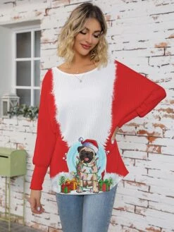 Women's Ugly Christmas Sweater Cardigan Sweater Jacket Crew Neck Ribbed Knit Polyester Button Knitted Print Fall Winter Short Outdoor Xmas Holiday Daily Stylish Casual Long Sleeve Animal Wine 10 Women's Ugly Christmas Sweater Cardigan Sweater Jacket Crew Neck Ribbed Knit Polyester Button Knitted Print Fall Winter Short Outdoor Xmas Holiday Daily Stylish Casual Long Sleeve Animal Wine -Xmas Cothing Store sgwxgy1697291417059