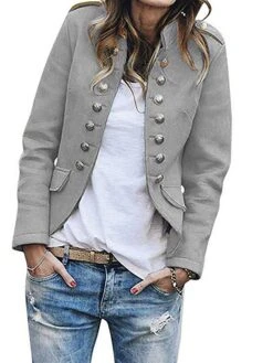 Women's Blazer Christmas Blazer Fall Open Front Outdoor Stand Collar Military Jacket Fashion Outerwear Long Sleeve Fall ArmyGreen S Xmas -Xmas Cothing Store sjgxka1695640502087