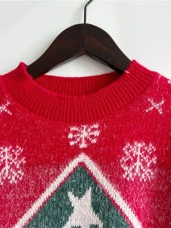 Women's Ugly Christmas Sweater Pullover Sweater Jumper Crew Neck Ribbed Knit Knit Patchwork Fall Winter Regular Outdoor Xmas Daily Stylish Casual Soft Long Sleeve Color Block Letter Santa Claus -Xmas Cothing Store sjjlso1696918497767