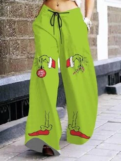 Women's Pants Trousers Palazzo Pants Full Length Pocket Designer Christmas Christmas Casual Transparent White Claret S M Spring, Fall, Winter, Summer