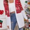 Women's Ugly Christmas Sweater Cardigan Sweater Jacket V Neck Ribbed Knit Polyester Pocket Knitted Print Fall Winter Long Outdoor Christmas Daily Stylish Casual Soft Long Sleeve Plaid Elk Snowflake -Xmas Cothing Store skxzbd1697290865692