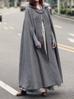 Women's Cloak / Capes Christmas Long Overcoat Winter Pea Coat Windproof Warm Trench Coat Stylish Classic Casual Xmas Jacket 3/4 Length Sleeve Oversize Black Red Blue -Xmas Cothing Store slhguu1695715075154