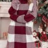Women's Ugly Christmas Sweater Sweater Dress Christmas Sweaters Turtleneck Ribbed Knit Polyester Knitted Fall Winter Long Outdoor Christmas Daily Stylish Casual Soft Long Sleeve Plaid Red S M L -Xmas Cothing Store sluzfh1697697875045