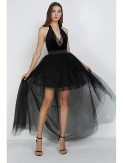 Women's Skirt & Dress Tutu Asymmetrical Chiffon Mesh Black White Red Fuchsia Skirts Summer Layered Tulle Lined Punk & Gothic Long Xmas Party Christmas One-Size -Xmas Cothing Store snfrmd1635328011148