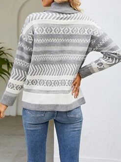 Women's Ugly Christmas Sweater Pullover Sweater Jumper Christmas Sweaters Turtleneck Ribbed Knit Polyester Knitted Fall Winter Regular Outdoor Christmas Daily Stylish Casual Soft Long Sleeve -Xmas Cothing Store snozfp1697290904519