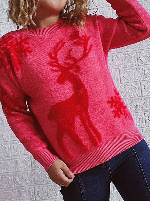Women's Ugly Christmas Sweater Pullover Sweater Jumper Crew Neck Ribbed Knit Polyester Patchwork Fall Winter Regular Xmas Daily Going Out Stylish Casual Soft Long Sleeve Elk Pink Red Green S M L 15 Women's Ugly Christmas Sweater Pullover Sweater Jumper Crew Neck Ribbed Knit Polyester Patchwork Fall Winter Regular Xmas Daily Going Out Stylish Casual Soft Long Sleeve Elk Pink Red Green S M L - Image 13