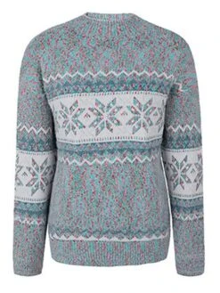 Women's Ugly Christmas Sweater Pullover Sweater Jumper Stand Collar Ribbed Knit Polyester Patchwork Fall Winter Regular Outdoor Christmas Daily Stylish Casual Soft Long Sleeve Snowflake Pink Blue -Xmas Cothing Store spmbov1696903360990