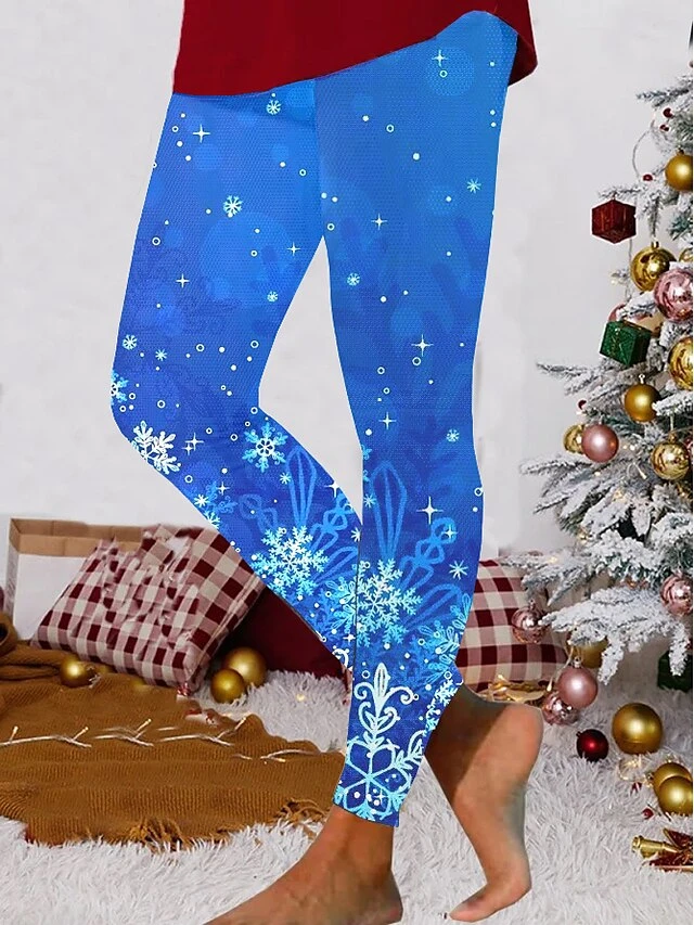 Women's Leggings Full Length Tights Christmas Festival Claret Robin's Egg Blue S M Fall & Winter 4 Women's Leggings Full Length Tights Christmas Festival Claret Robin's Egg Blue S M Fall & Winter - Image 2