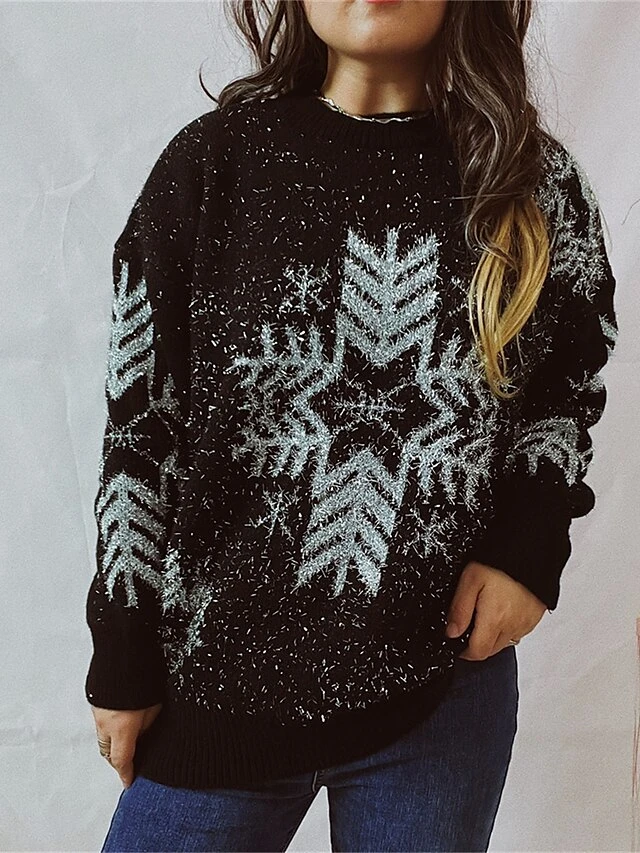 Women's Ugly Christmas Sweater Pullover Sweater Jumper Crew Neck Ribbed Knit Acrylic Oversized Fall Winter Regular Outdoor Christmas Daily Stylish Casual Soft Long Sleeve Snowflake Black Red Beige S 11 Women's Ugly Christmas Sweater Pullover Sweater Jumper Crew Neck Ribbed Knit Acrylic Oversized Fall Winter Regular Outdoor Christmas Daily Stylish Casual Soft Long Sleeve Snowflake Black Red Beige S - Image 9