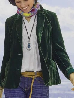 Women's Casual Blazer Velvet Casula Jacket Lapel Collar With Pockets Fall Party Jacket Winter Christmas Regular Fit Warm Stylish Vintage Style Classic Style Jacket Long Sleeve Solid Color Pure Color -Xmas Cothing Store suscra1639706310080