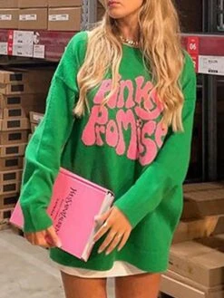 Women's Ugly Christmas Sweater Pullover Sweater Jumper Crew Neck Ribbed Knit Acrylic Knitted Print Fall Winter Outdoor Home Xmas Stylish Casual Soft Long Sleeve Letter White Red Green S M L -Xmas Cothing Store suugkl1667901169953