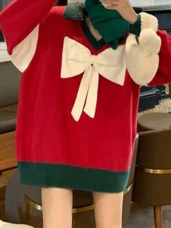 Women's Ugly Christmas Sweater Pullover Sweater Jumper Christmas Sweaters V Neck Ribbed Knit Polyester Knitted Print Fall Winter Regular Outdoor Christmas Daily Stylish Casual Soft Long Sleeve Color