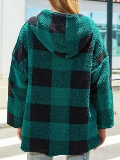 Women's Fleece Sherpa Jacket Winter Plaid Sherpa Jacket Christmas Open Front Fall Fit Thermal Warm WindproofCoat Casual Daily Xmas Street Jacket Long -Xmas Cothing Store svgcic1694506001066