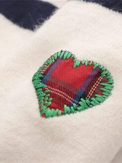 Women's Ugly Christmas Sweater Cardigan Sweater Jacket V Neck Ribbed Knit Polyester Button Pocket Embroidery Fall Winter Regular Outdoor Christmas Daily Stylish Casual Soft Long Sleeve Plaid Heart -Xmas Cothing Store swomkz1697785141145