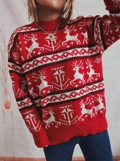 Women's Ugly Christmas Sweater Pullover Sweater Jumper Crew Neck Ribbed Knit Polyester Oversized Fall Winter Regular Outdoor Xmas Daily Stylish Casual Soft Long Sleeve Elk Red S M L 18 Women's Ugly Christmas Sweater Pullover Sweater Jumper Crew Neck Ribbed Knit Polyester Oversized Fall Winter Regular Outdoor Xmas Daily Stylish Casual Soft Long Sleeve Elk Red S M L -Xmas Cothing Store sxayxe1696823465149