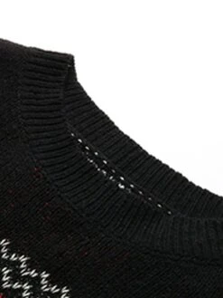 Women's Ugly Christmas Sweater Pullover Sweater Jumper Crew Neck Ribbed Knit Polyester Oversized Fall Winter Short Xmas Daily Going Out Stylish Casual Soft Long Sleeve Heart Letter Elk Black S M -Xmas Cothing Store sxdvci1695209511685