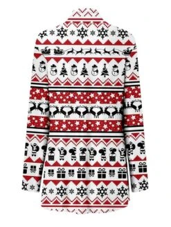 Women's Casual Jacket Windproof Warm Outdoor Christmas Daily Going Out Print Cardigan V Neck Contemporary Casual Daily Comfortable Xmas Plaid Regular Fit Outerwear Long Sleeve Fall Winter Black -Xmas Cothing Store sxhroq1665287608805