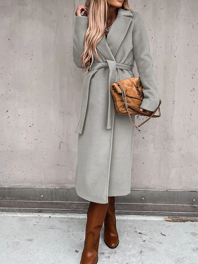 Women's Winter Coat Long Overcoat Christmas Red Double Breasted Pea Coat Notched Lapel Belted Thermal Warm Windproof Trench Coat Party Xmas Elegant Outerwear Fall Outerwear Long Sleeve Army Green Blue 6 Women's Winter Coat Long Overcoat Christmas Red Double Breasted Pea Coat Notched Lapel Belted Thermal Warm Windproof Trench Coat Party Xmas Elegant Outerwear Fall Outerwear Long Sleeve Army Green Blue - Image 4