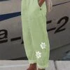 Women's Linen Pants Pants Trousers Baggy Full Length Faux Linen Side Pockets Baggy Fashion Christmas Casual Daily Xmas Blue Green S M -Xmas Cothing Store tbmuot1685608530439