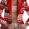 Women's Christmas Blazer Xmas Jacket SantaXmas Tree Print Fall Casual / Daily Outerwear Long Sleeve Wine Red Green