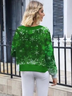 Women's Ugly Christmas Sweater Cardigan Sweater Jacket Crew Neck Ribbed Knit Polyester Button Knitted Print Fall Winter Short Outdoor Christmas Holiday Daily Stylish Casual Long Sleeve Santa Claus -Xmas Cothing Store tdhdmo1697291258273