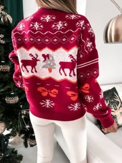 Women's Ugly Christmas Sweater Pullover Sweater Jumper Crew Neck Ribbed Knit Polyester Patchwork Fall Winter Regular Outdoor Christmas Daily Stylish Casual Soft Long Sleeve Elk Snowflake Red Green S -Xmas Cothing Store tdxwfw1697103885993