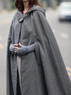 Women's Cloak / Capes Christmas Long Overcoat Winter Pea Coat Windproof Warm Trench Coat Stylish Classic Casual Xmas Jacket 3/4 Length Sleeve Oversize Black Red Blue -Xmas Cothing Store tebppf1695715076450