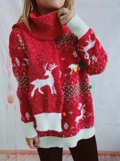 Women's Christmas Sweater Set Pullover Sweater Jumper Christmas Sweaters Crew Neck Chunky Knit Polyester Knitted Spring Fall Winter Regular Daily New Year