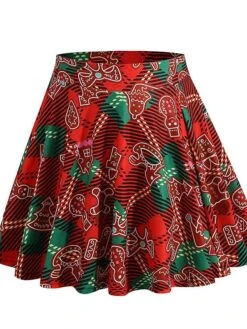 Women's Skirt Swing Mini Green Plaid Wine Red Fuchsia Skirts Pleated Print Fashion Christmas Weekend Xmas S M L -Xmas Cothing Store tiixhn1667561037199