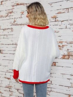 Women's Ugly Christmas Sweater Pullover Sweater Jumper V Neck Ribbed Knit Polyester Knitted Print Fall Winter Regular Outdoor Christmas Holiday Daily Stylish Casual Long Sleeve Animal White Wine S M L -Xmas Cothing Store tkliwa1697626859582