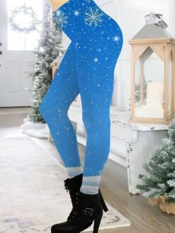 Women's Christmas Leggings Full Length Active Fashion Christmas Daily Black Blue S XL Fall & Winter -Xmas Cothing Store tlsnsd1697528974683