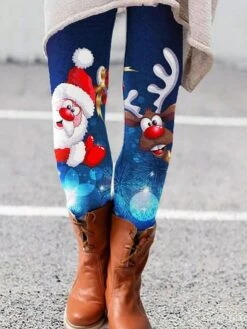 Women's Slim Thermal Underwear Fleece Lined Ash Dark Red Orange Red High Rise Tights Christmas Xmas Casual Print Micro-elastic Full Length Comfortable Graphic S M L XL 2XL -Xmas Cothing Store tmqtqk1666750492180