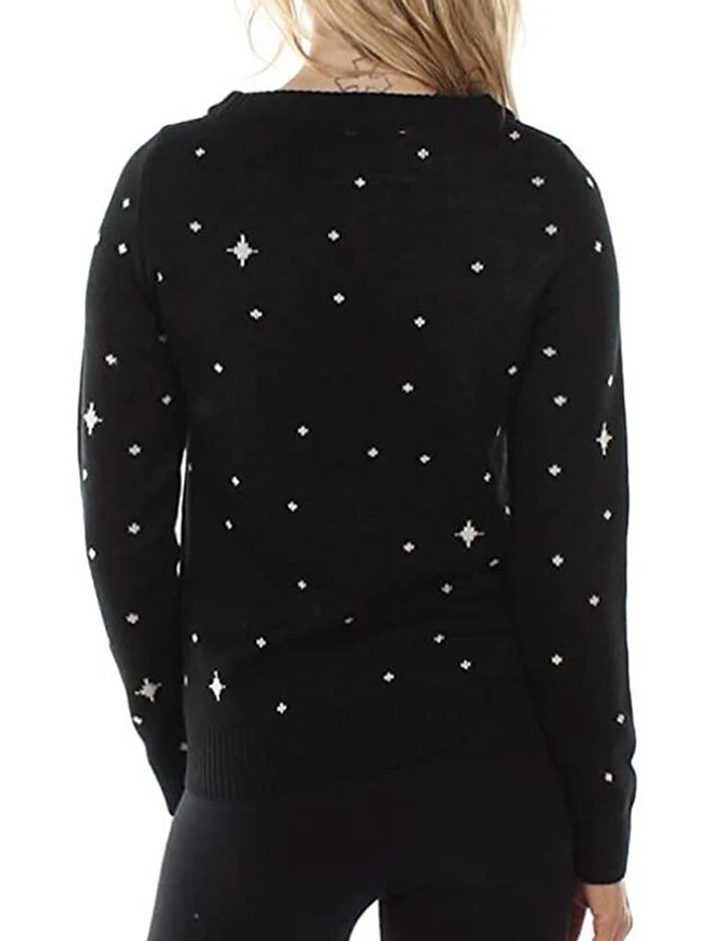 Women's Ugly Christmas Sweater Pullover Sweater Jumper Crew Neck Ribbed Knit Acrylic Knitted Fall Winter Outdoor Xmas Daily Stylish Casual Soft Long Sleeve Animal Santa Claus Black S M L 4 Women's Ugly Christmas Sweater Pullover Sweater Jumper Crew Neck Ribbed Knit Acrylic Knitted Fall Winter Outdoor Xmas Daily Stylish Casual Soft Long Sleeve Animal Santa Claus Black S M L - Image 2