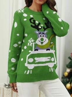 Women's Ugly Christmas Sweater Pullover Sweater Jumper V Neck Ribbed Knit Polyester Knitted Print Fall Winter Regular Outdoor Xmas Holiday Daily Stylish Casual Long Sleeve Santa Claus Black S M L -Xmas Cothing Store tpqvjr1697291718872