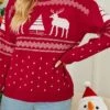 Women's Ugly Christmas Sweater Pullover Sweater Jumper Crew Neck Ribbed Knit Acrylic Knitted Fall Winter Xmas Holiday Stylish Casual Soft Long Sleeve Animal Christmas Tree Red Navy Blue S M L -Xmas Cothing Store trgyir1665489471442