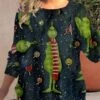 Women's Ugly Christmas Sweater Pullover Sweater Jumper Crew Neck Ribbed Knit Polyester Print Fall Winter Regular Xmas Daily Going Out Stylish Plus Size Casual Long Sleeve Print Navy Blue Green -Xmas Cothing Store triwmn1696993406457